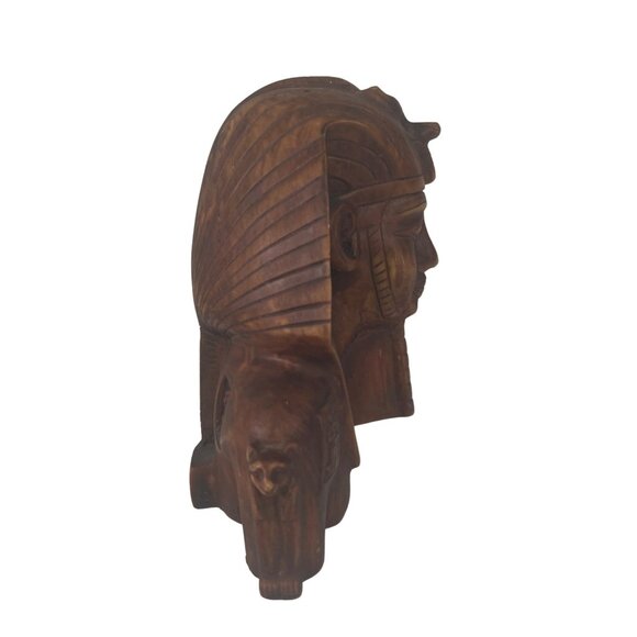 King Tut Tutankhamum Bust Statue 7.5 Inch Wood/Resin - Picture 4 of 5